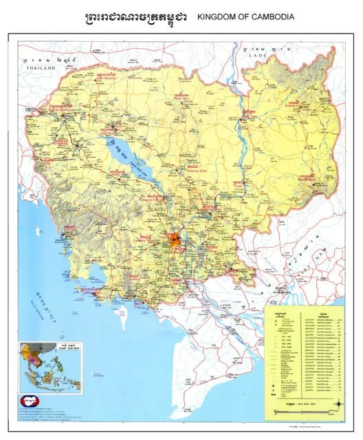 Подробная карта Камбоджи (кликабельна) Карта Королевства Камбоджа