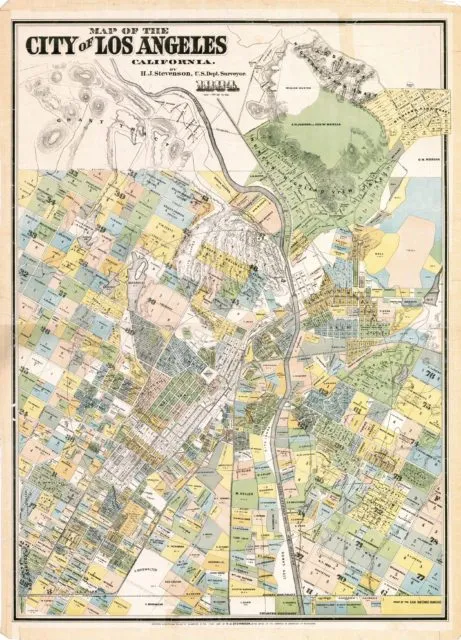 Карта центра города Лос-Анджелес 1884 года